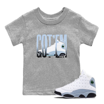 Air Jordan 13 Blue Grey shirt to match jordans Wiggling Gotem sneaker tees AJ13 Blue Grey SNRT sneaker release tees baby toddler Heather Grey 1 cotton Shirt