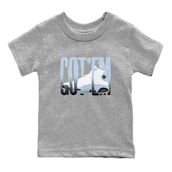 Air Jordan 13 Blue Grey shirt to match jordans Wiggling Gotem sneaker tees AJ13 Blue Grey SNRT sneaker release tees baby toddler Heather Grey 2 cotton Shirt
