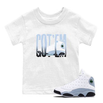 Air Jordan 13 Blue Grey shirt to match jordans Wiggling Gotem sneaker tees AJ13 Blue Grey SNRT sneaker release tees baby toddler White 1 cotton Shirt