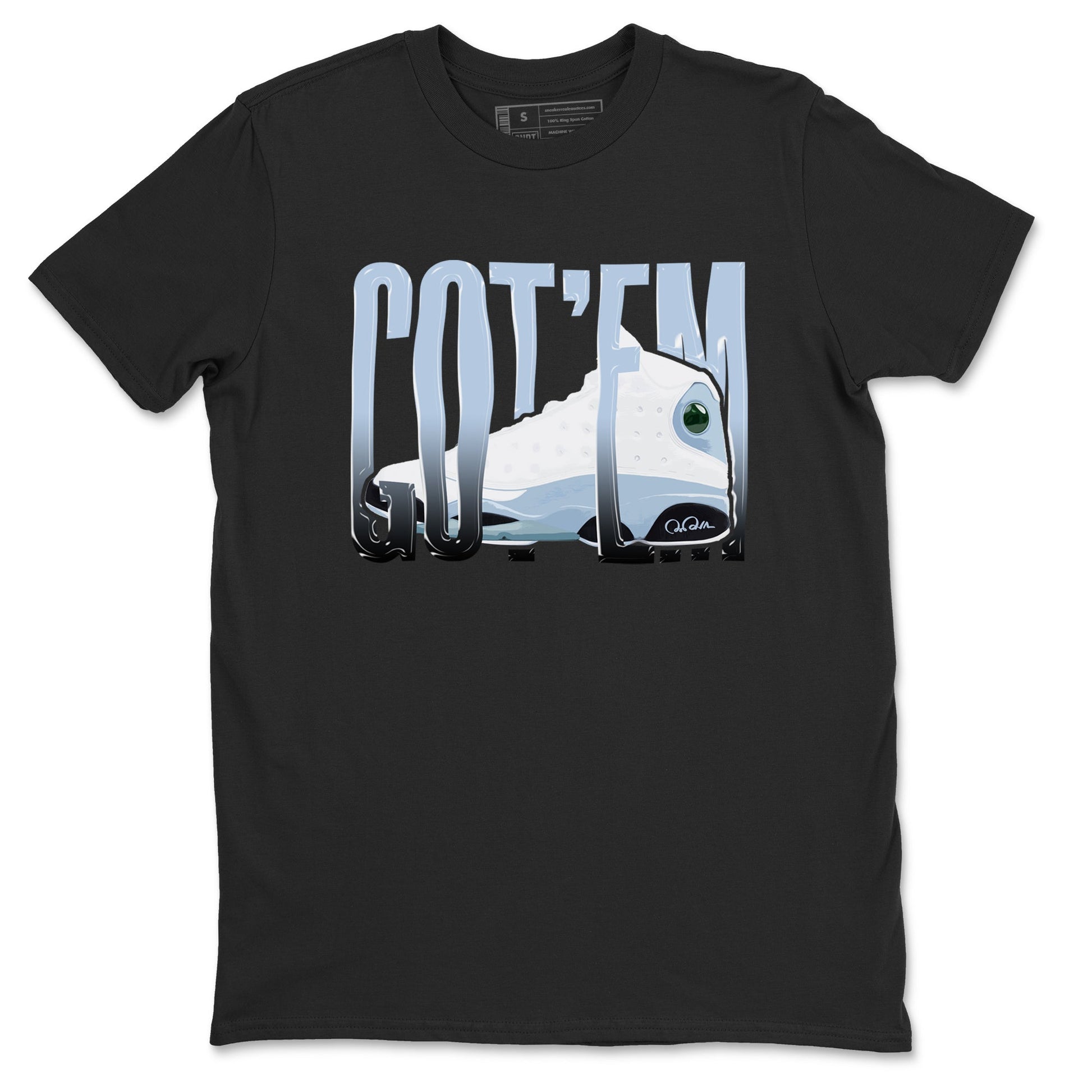 Air Jordan 13 Blue Grey shirt to match jordans Wiggling Gotem sneaker tees AJ13 Blue Grey SNRT Sneaker Release Tees unisex cotton Black 2 crew neck shirt