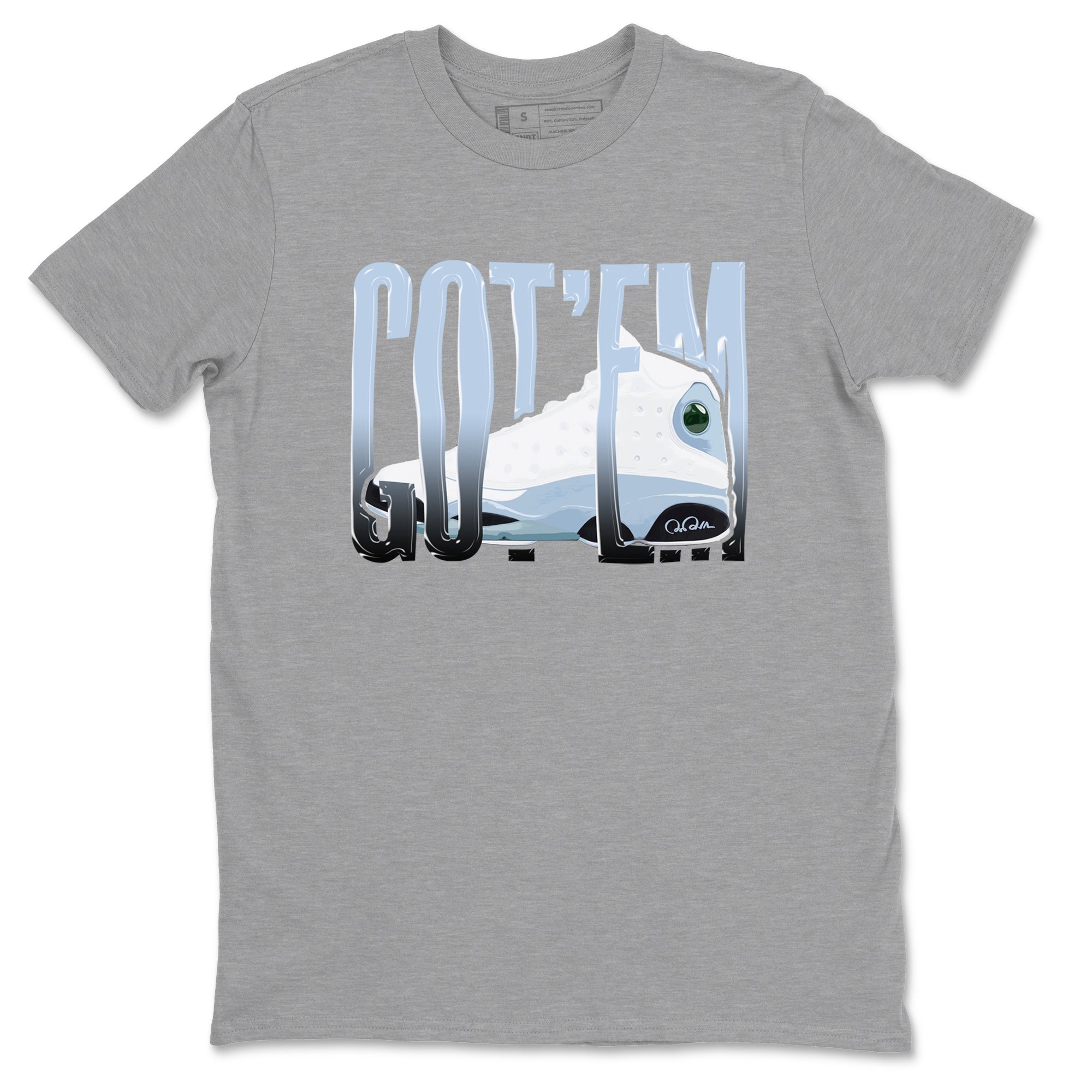 Air Jordan 13 Blue Grey shirt to match jordans Wiggling Gotem sneaker tees AJ13 Blue Grey SNRT Sneaker Release Tees unisex cotton Heather Grey 2 crew neck shirt