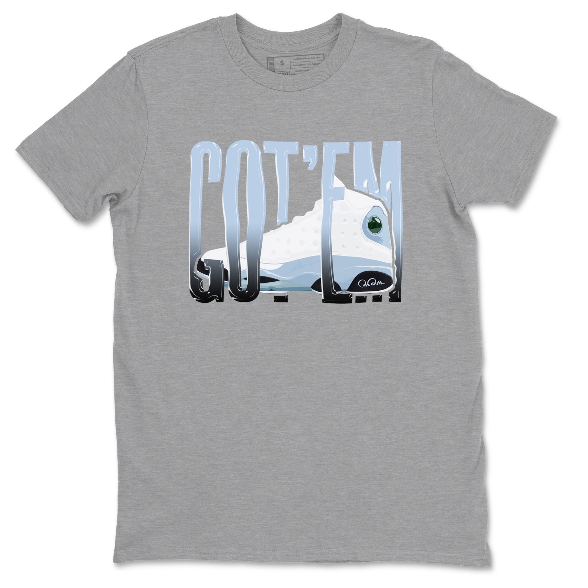 Air Jordan 13 Blue Grey shirt to match jordans Wiggling Gotem sneaker tees AJ13 Blue Grey SNRT Sneaker Release Tees unisex cotton Heather Grey 2 crew neck shirt