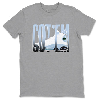 Air Jordan 13 Blue Grey shirt to match jordans Wiggling Gotem sneaker tees AJ13 Blue Grey SNRT Sneaker Release Tees unisex cotton Heather Grey 2 crew neck shirt