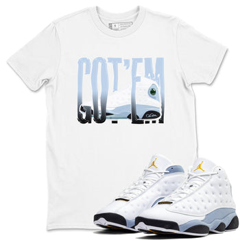 Air Jordan 13 Blue Grey shirt to match jordans Wiggling Gotem sneaker tees AJ13 Blue Grey SNRT Sneaker Release Tees unisex cotton White 1 crew neck shirt