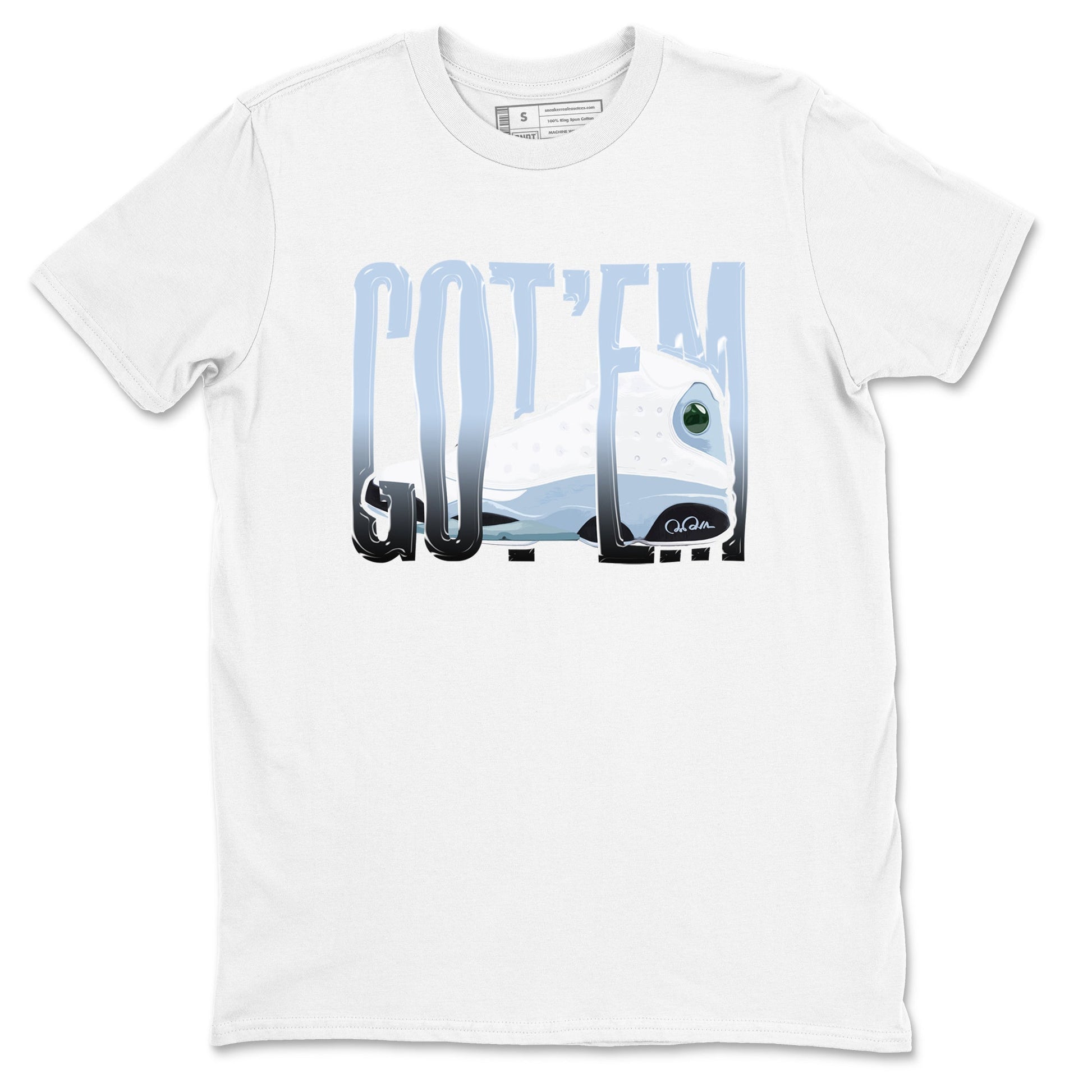 Air Jordan 13 Blue Grey shirt to match jordans Wiggling Gotem sneaker tees AJ13 Blue Grey SNRT Sneaker Release Tees unisex cotton White 2 crew neck shirt