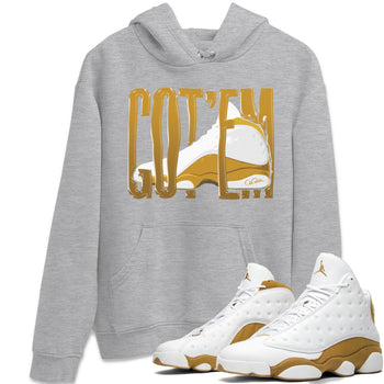 Air Jordan 13 Wheat Sneaker Match Tees Wiggling Gotem Sneaker Tees AJ13 Wheat Sneaker Release Tees Unisex Shirts Heather Grey 1