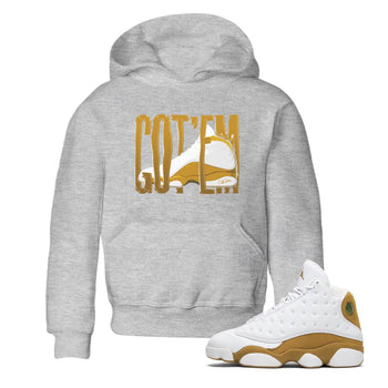 Air Jordan 13 Wheat Sneaker Match Tees Wiggling Gotem Sneaker Tees AJ13 Wheat Sneaker Release Tees Kids Shirts Heather Grey 1