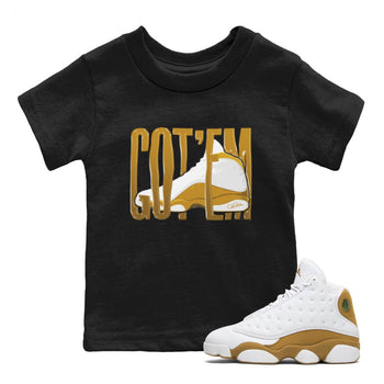 Air Jordan 13 Wheat Sneaker Match Tees Wiggling Gotem Sneaker Tees AJ13 Wheat Sneaker Release Tees Kids Shirts Black 1