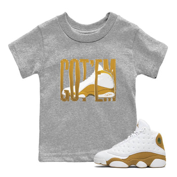 Air Jordan 13 Wheat Sneaker Match Tees Wiggling Gotem Sneaker Tees AJ13 Wheat Sneaker Release Tees Kids Shirts Heather Grey 1