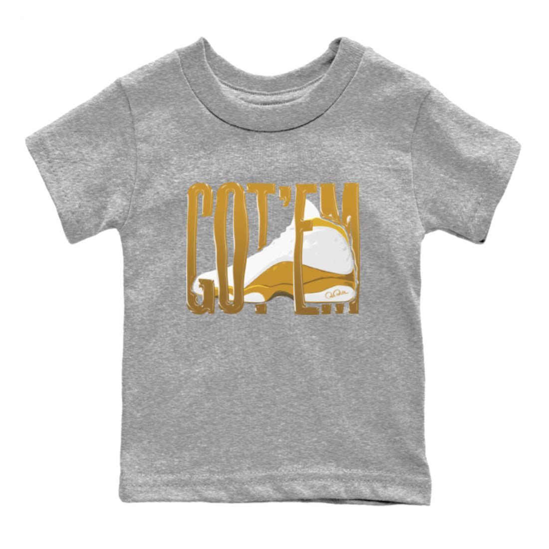 Air Jordan 13 Wheat Sneaker Match Tees Wiggling Gotem Sneaker Tees AJ13 Wheat Sneaker Release Tees Kids Shirts Heather Grey 2