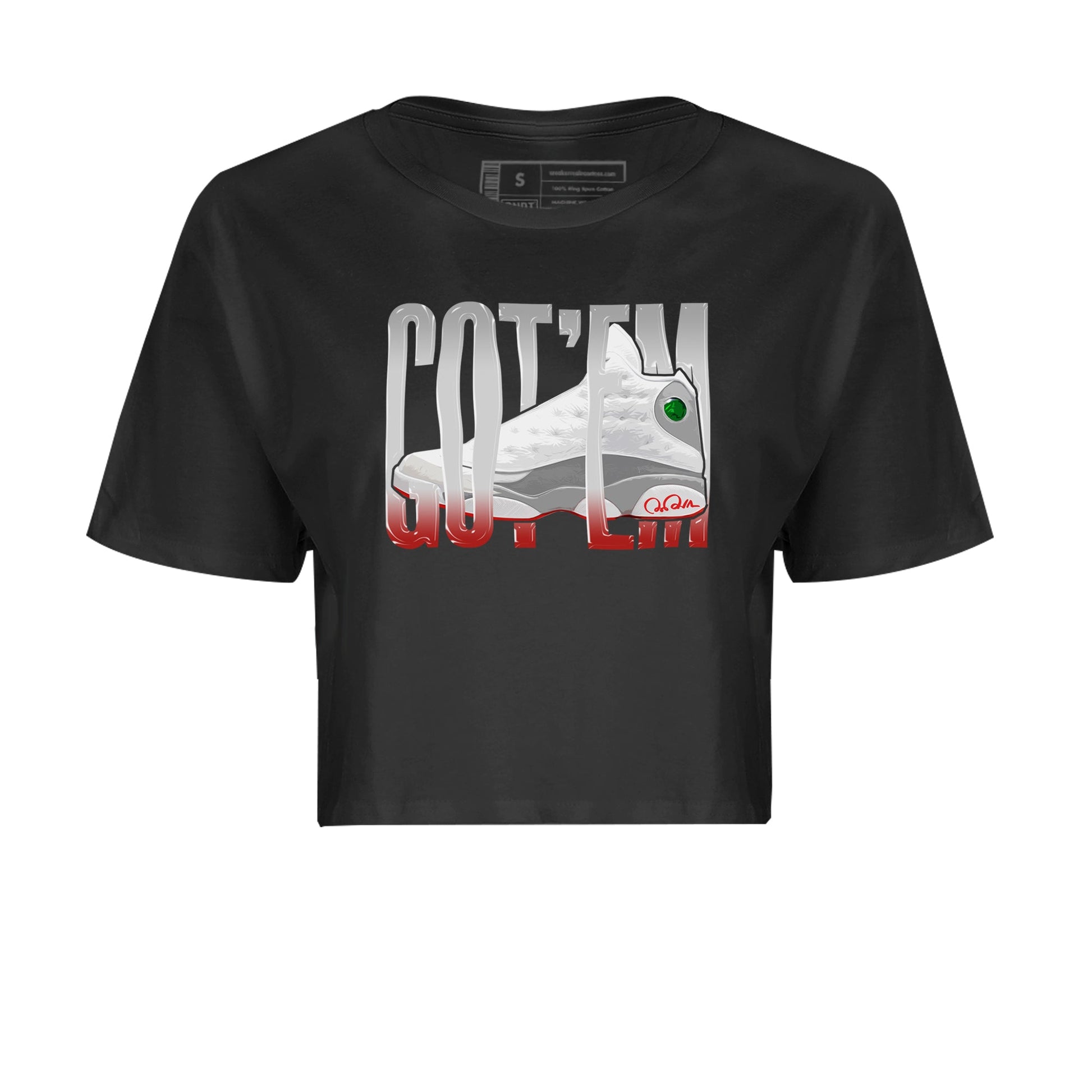 Air Jordan 13 Wolf Grey Sneaker Match Tees Wiggling Gotem Sneaker Tees AJ13 Wolf Grey Sneaker Release Tees Women's Shirts Black 2