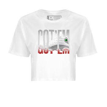 Air Jordan 13 Wolf Grey Sneaker Match Tees Wiggling Gotem Sneaker Tees AJ13 Wolf Grey Sneaker Release Tees Women's Shirts White 2