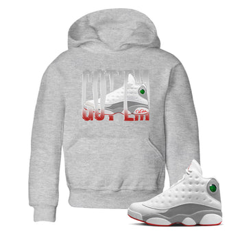 Air Jordan 13 Wolf Grey Sneaker Match Tees Wiggling Gotem Sneaker Tees AJ13 Wolf Grey Sneaker Release Tees Kids Shirts Heather Grey 1