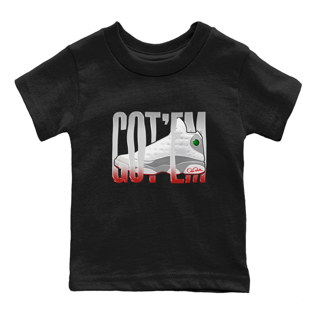 Air Jordan 13 Wolf Grey Sneaker Match Tees Wiggling Gotem Sneaker Tees AJ13 Wolf Grey Sneaker Release Tees Kids Shirts Black 2