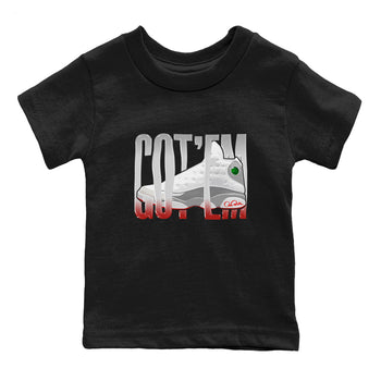 Air Jordan 13 Wolf Grey Sneaker Match Tees Wiggling Gotem Sneaker Tees AJ13 Wolf Grey Sneaker Release Tees Kids Shirts Black 2
