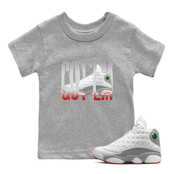 Air Jordan 13 Wolf Grey Sneaker Match Tees Wiggling Gotem Sneaker Tees AJ13 Wolf Grey Sneaker Release Tees Kids Shirts Heather Grey 1