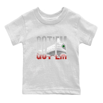Air Jordan 13 Wolf Grey Sneaker Match Tees Wiggling Gotem Sneaker Tees AJ13 Wolf Grey Sneaker Release Tees Kids Shirts White 2