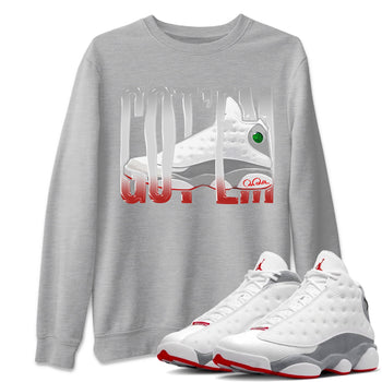 Air Jordan 13 Wolf Grey Sneaker Match Tees Wiggling Gotem Sneaker Tees AJ13 Wolf Grey Sneaker Release Tees Unisex Shirts Heather Grey 1