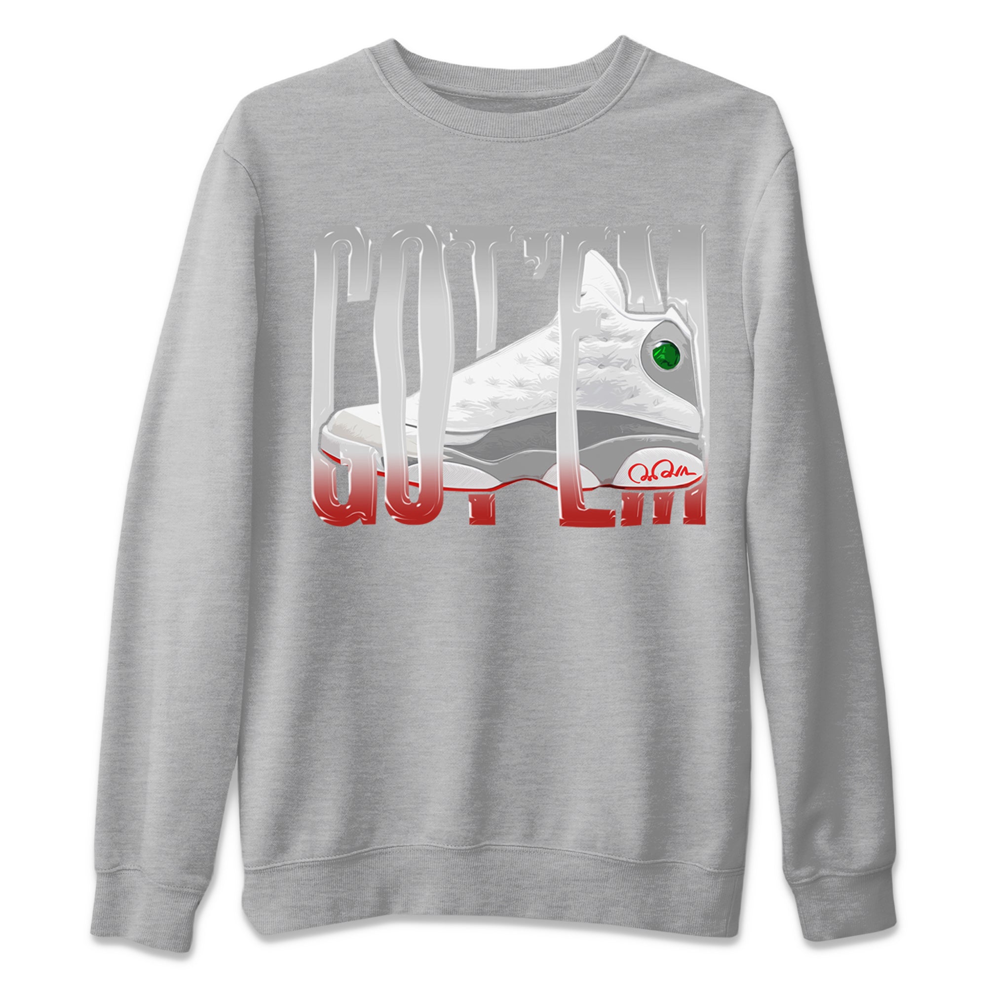 Air Jordan 13 Wolf Grey Sneaker Match Tees Wiggling Gotem Sneaker Tees AJ13 Wolf Grey Sneaker Release Tees Unisex Shirts Heather Grey 2