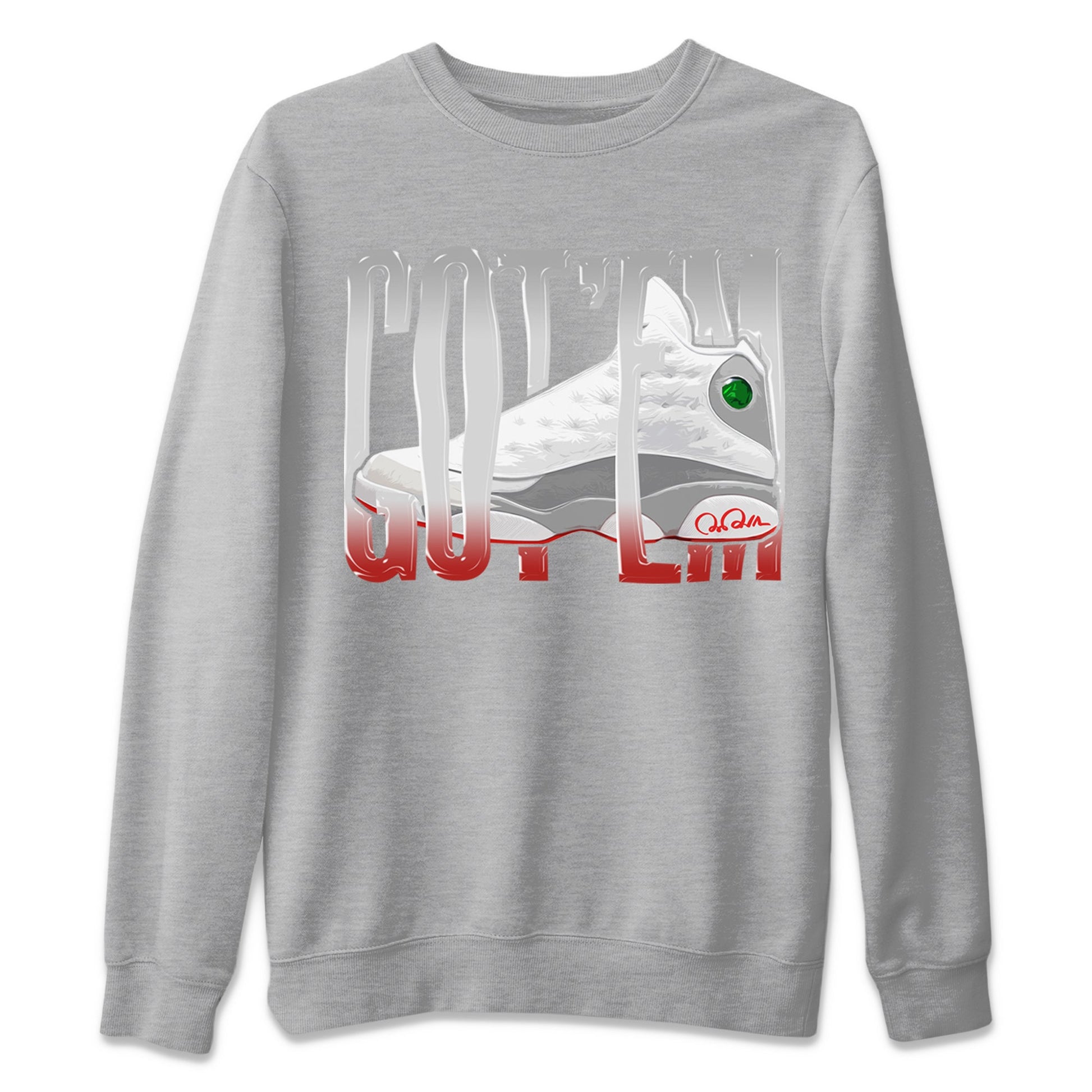 Air Jordan 13 Wolf Grey Sneaker Match Tees Wiggling Gotem Sneaker Tees AJ13 Wolf Grey Sneaker Release Tees Unisex Shirts Heather Grey 2