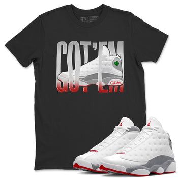 Air Jordan 13 Wolf Grey Sneaker Match Tees Wiggling Gotem Sneaker Tees AJ13 Wolf Grey Sneaker Release Tees Unisex Shirts Black 1
