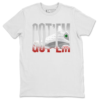 Air Jordan 13 Wolf Grey Sneaker Match Tees Wiggling Gotem Sneaker Tees AJ13 Wolf Grey Sneaker Release Tees Unisex Shirts White 2