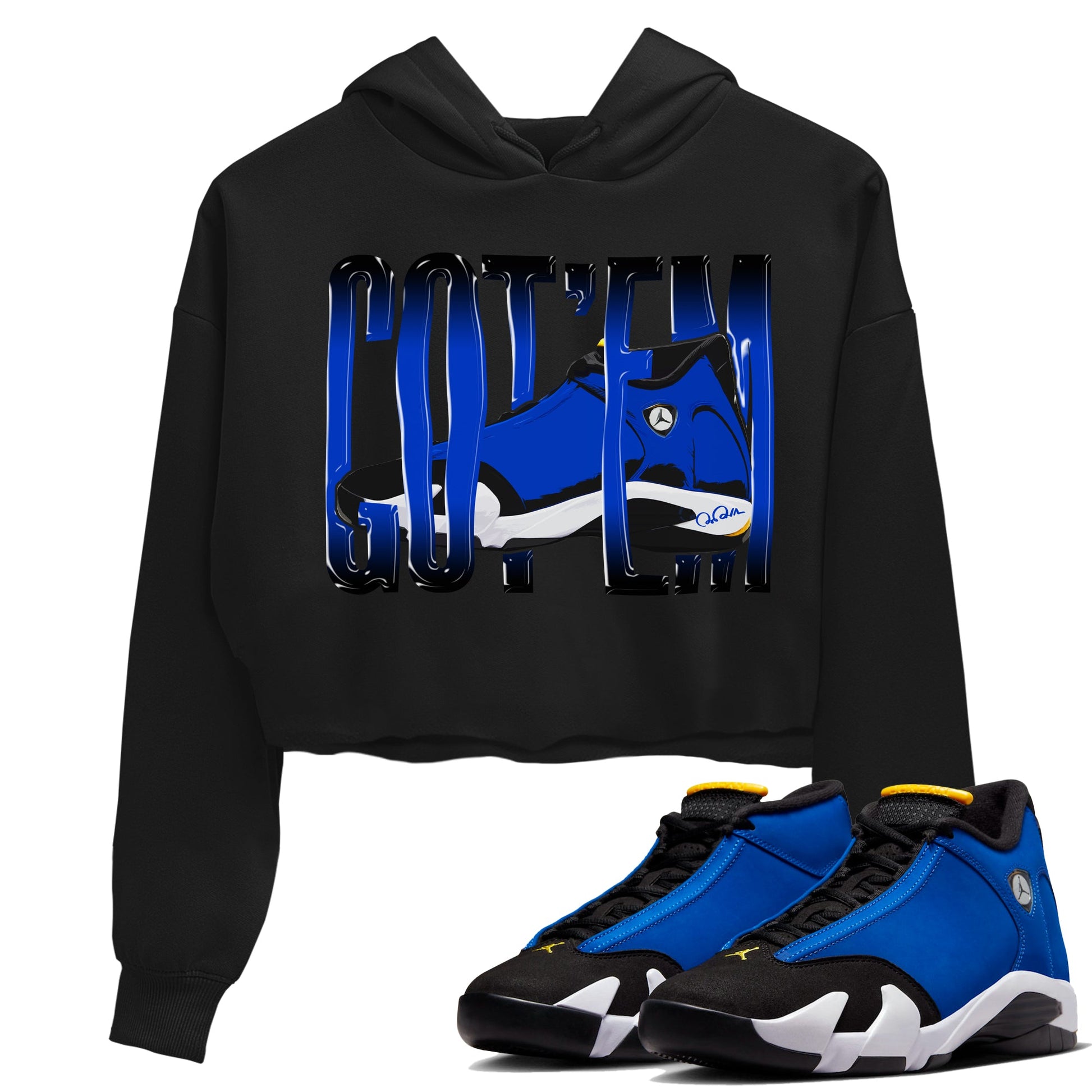 Air Jordan 14 Laney Sneaker Match Tees Wiggling Gotem Sneaker Tees AJ14 Laney Sneaker Release Tees Women's Shirts Black 1
