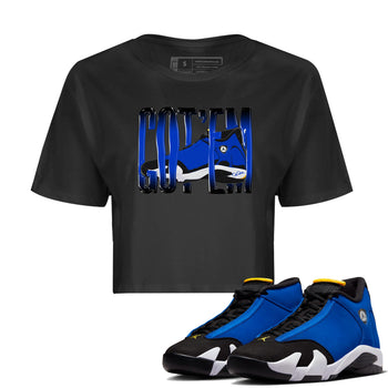 Air Jordan 14 Laney Sneaker Match Tees Wiggling Gotem Sneaker Tees AJ14 Laney Sneaker Release Tees Women's Shirts Black 1