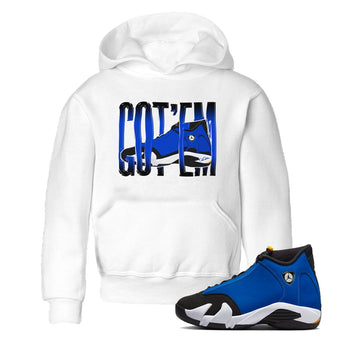 Air Jordan 14 Laney Sneaker Match Tees Wiggling Gotem Sneaker Tees AJ14 Laney Sneaker Release Tees Kids Shirts White 1