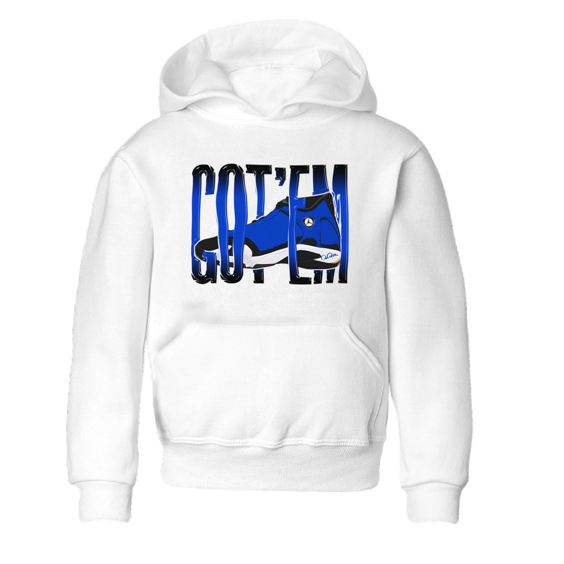 Air Jordan 14 Laney Sneaker Match Tees Wiggling Gotem Sneaker Tees AJ14 Laney Sneaker Release Tees Kids Shirts White 2