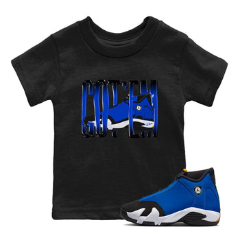 Air Jordan 14 Laney Sneaker Match Tees Wiggling Gotem Sneaker Tees AJ14 Laney Sneaker Release Tees Kids Shirts Black 1