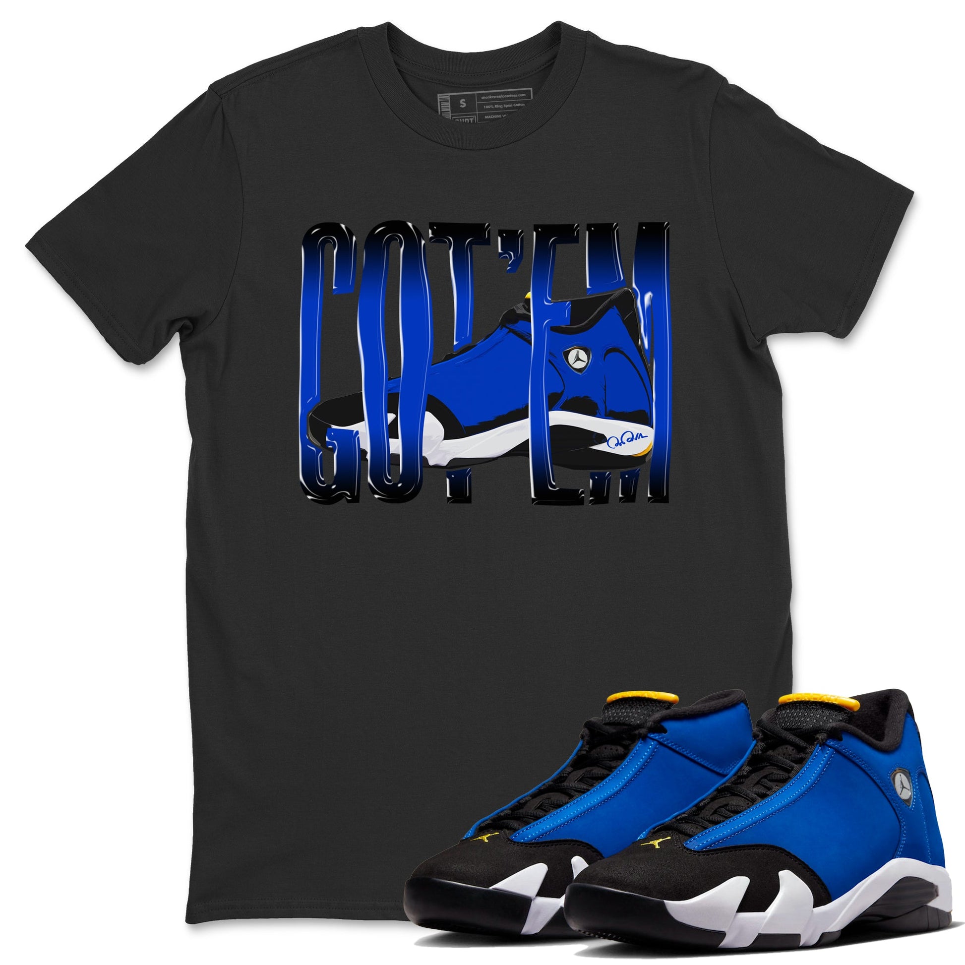 Air Jordan 14 Laney Sneaker Match Tees Wiggling Gotem Sneaker Tees AJ14 Laney Sneaker Release Tees Unisex Shirts Black 1