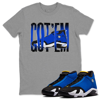 Air Jordan 14 Laney Sneaker Match Tees Wiggling Gotem Sneaker Tees AJ14 Laney Sneaker Release Tees Unisex Shirts Heather Grey 1