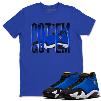 Air Jordan 14 Laney Sneaker Match Tees Wiggling Gotem Sneaker Tees AJ14 Laney Sneaker Release Tees Unisex Shirts Royal Blue 1