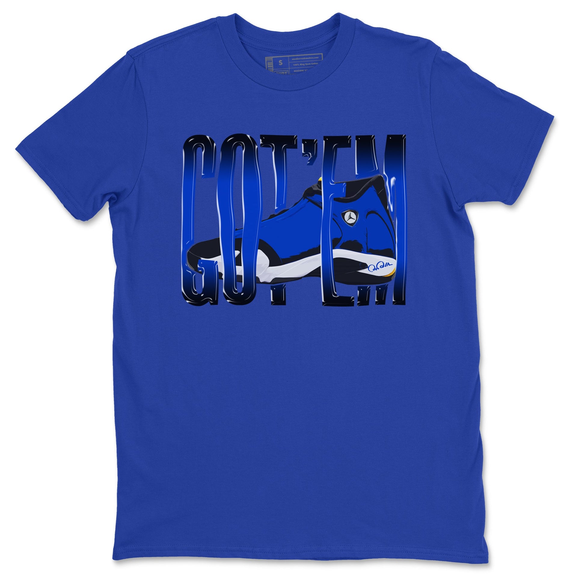 Air Jordan 14 Laney Sneaker Match Tees Wiggling Gotem Sneaker Tees AJ14 Laney Sneaker Release Tees Unisex Shirts Royal Blue 2