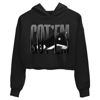 14s Panda shirt to match jordans Wiggling Gotem sneaker tees Air Jordan 14 Panda SNRT Sneaker Release Tees Black 2 Crop T-Shirt