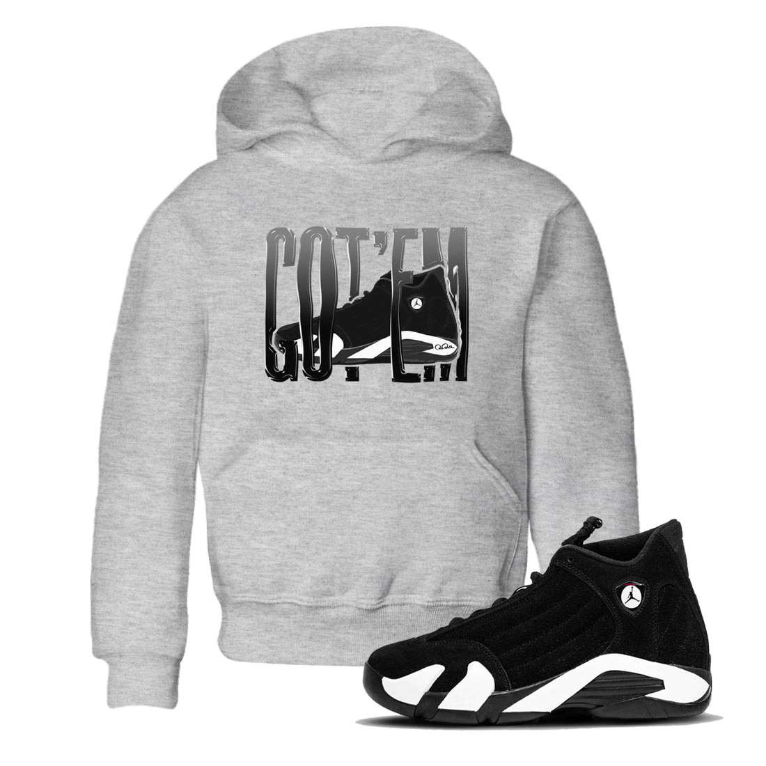 14s Panda shirt to match jordans Wiggling Gotem sneaker tees Air Jordan 14 Panda SNRT Sneaker Release Tees Baby Toddler Heather Grey 1 T-Shirt