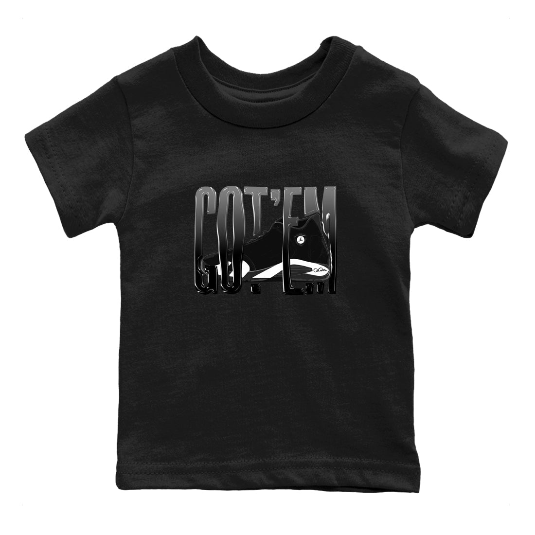 14s Panda shirt to match jordans Wiggling Gotem sneaker tees Air Jordan 14 Panda SNRT Sneaker Release Tees Baby Toddler Black 2 T-Shirt