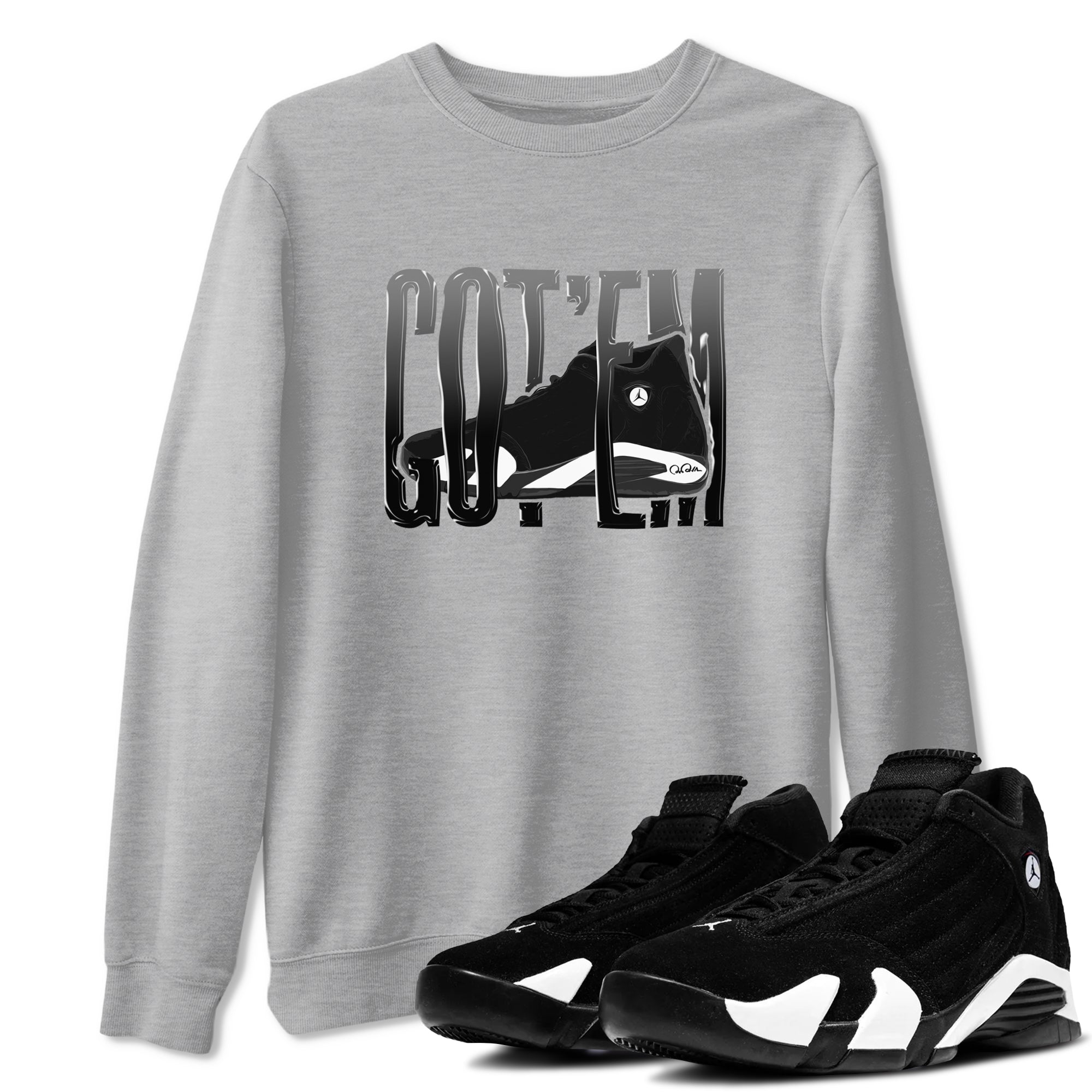 14s Panda shirt to match jordans Wiggling Gotem sneaker tees Air Jordan 14 Panda SNRT Sneaker Release Tees Unisex Heather Grey 1 T-Shirt