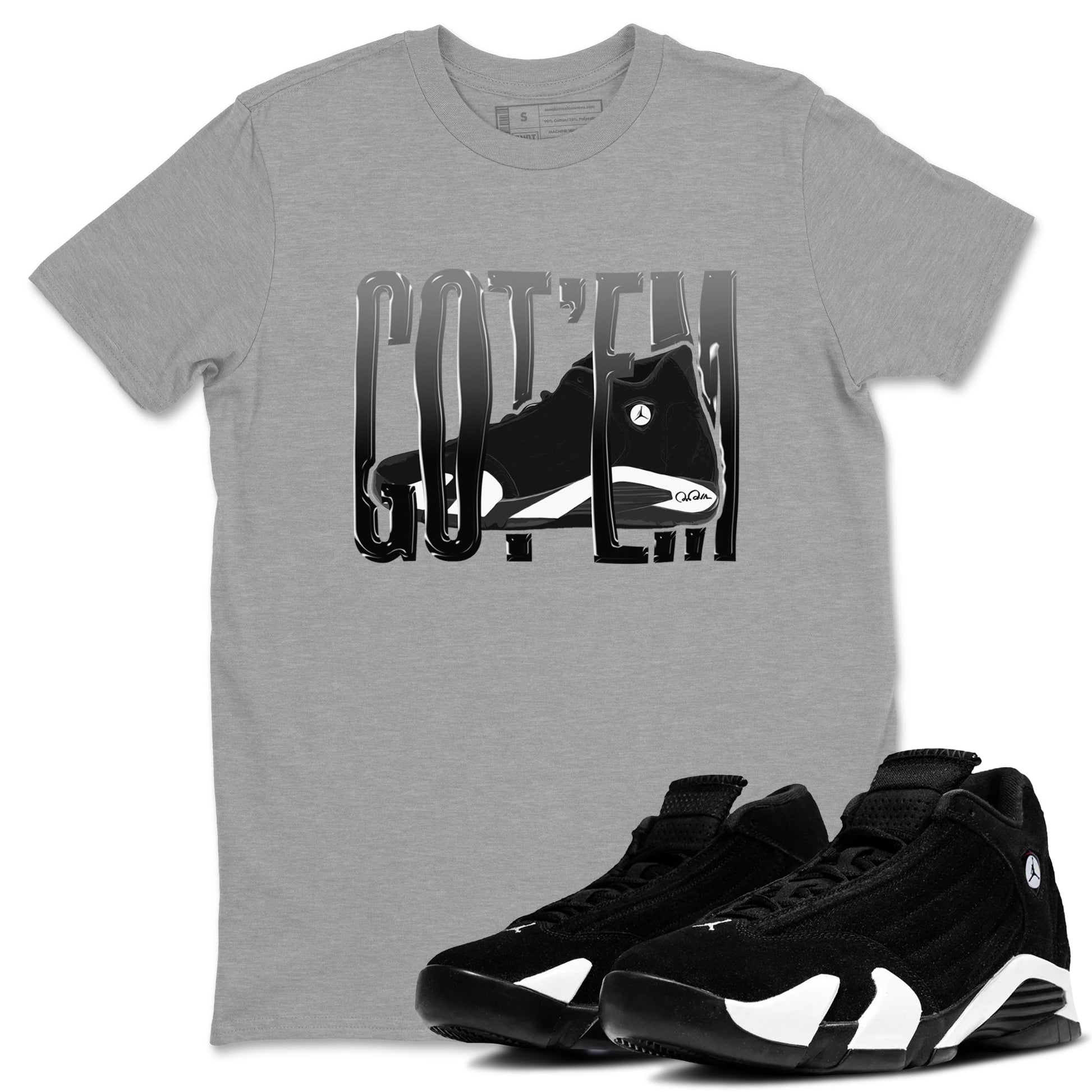 14s Panda shirt to match jordans Wiggling Gotem sneaker tees Air Jordan 14 Panda SNRT Sneaker Release Tees Unisex Heather Grey 1 T-Shirt