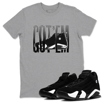 14s Panda shirt to match jordans Wiggling Gotem sneaker tees Air Jordan 14 Panda SNRT Sneaker Release Tees Unisex Heather Grey 1 T-Shirt