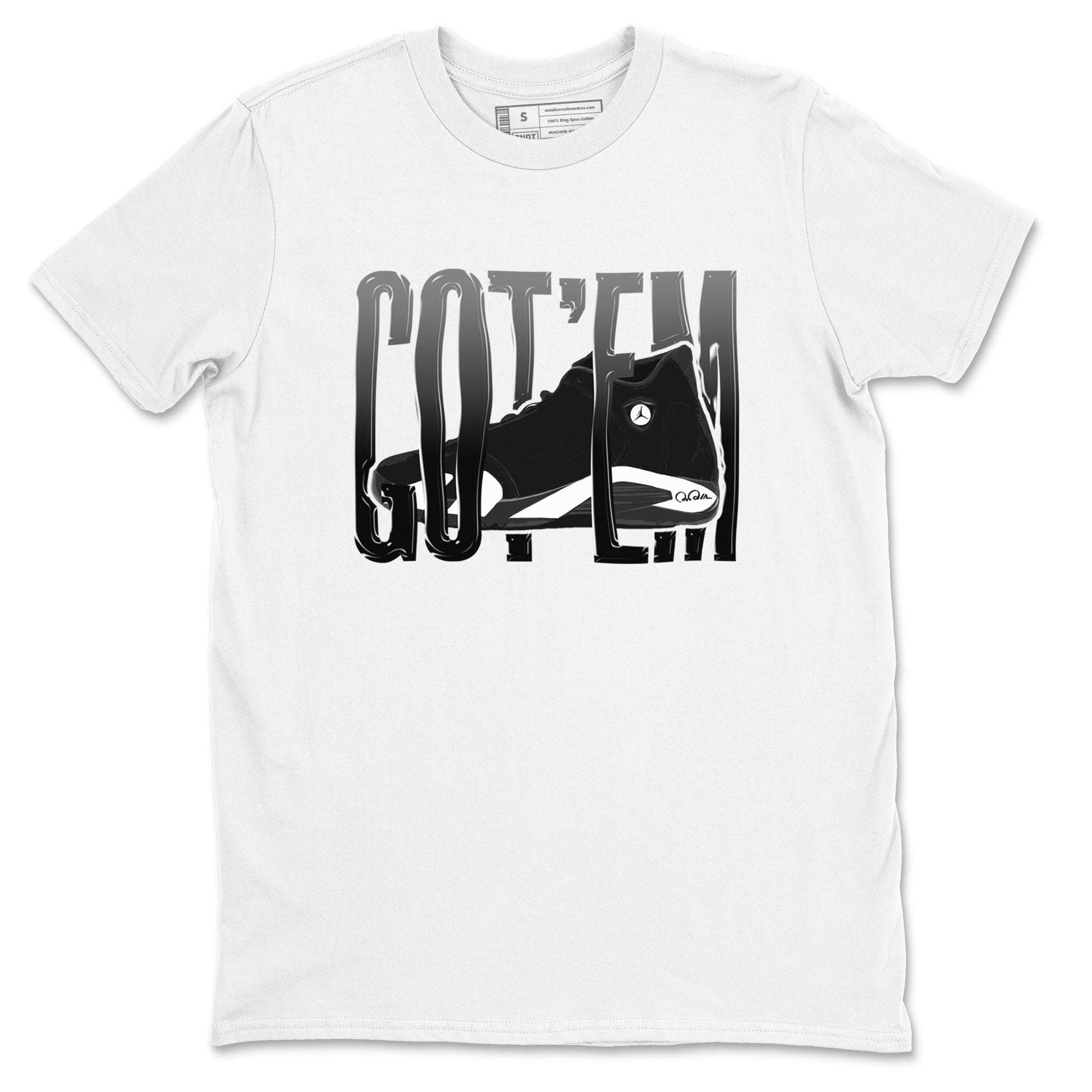 14s Panda shirt to match jordans Wiggling Gotem sneaker tees Air Jordan 14 Panda SNRT Sneaker Release Tees Unisex White 2 T-Shirt