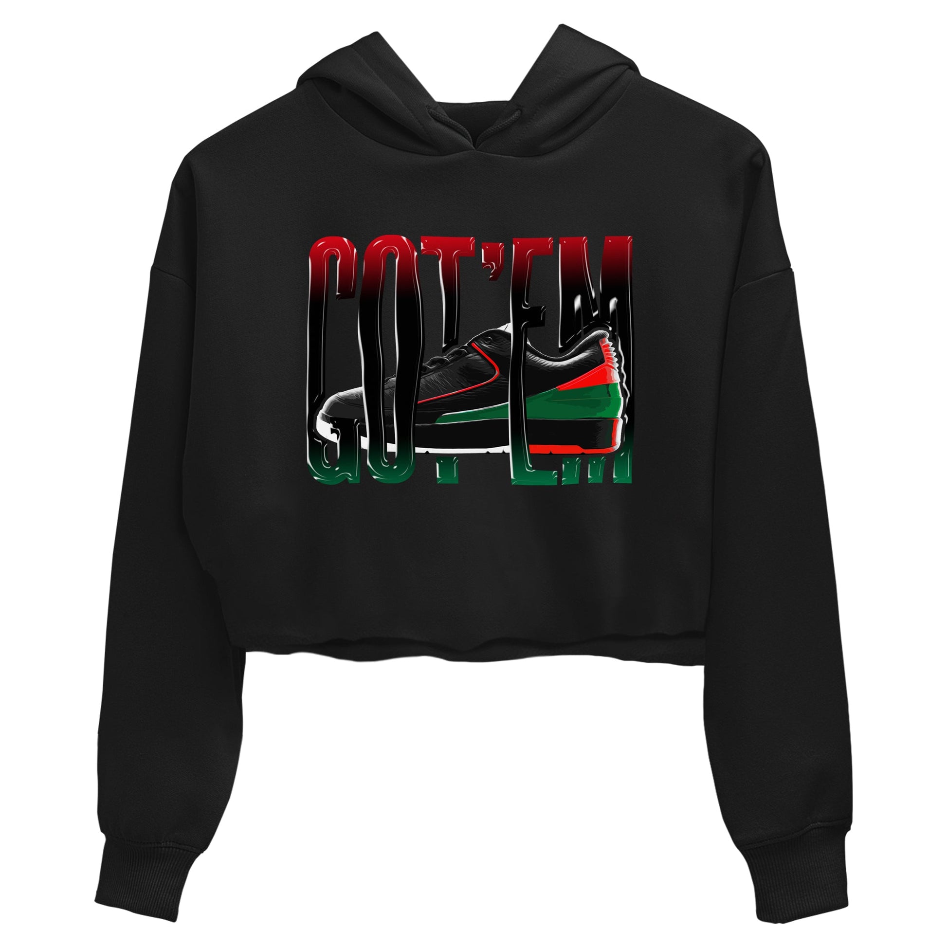 2s Christmas X-mas gift shirt to match jordans Wiggling Gotem sneaker tees Air Jordan 2 Christmas SNRT Sneaker Release Tees Black 2 Crop T-Shirt