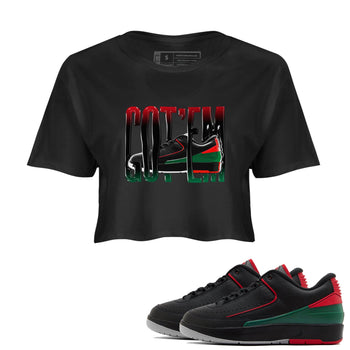 2s Christmas X-mas gift shirt to match jordans Wiggling Gotem sneaker tees Air Jordan 2 Christmas SNRT Sneaker Release Tees Black 1 Crop T-Shirt