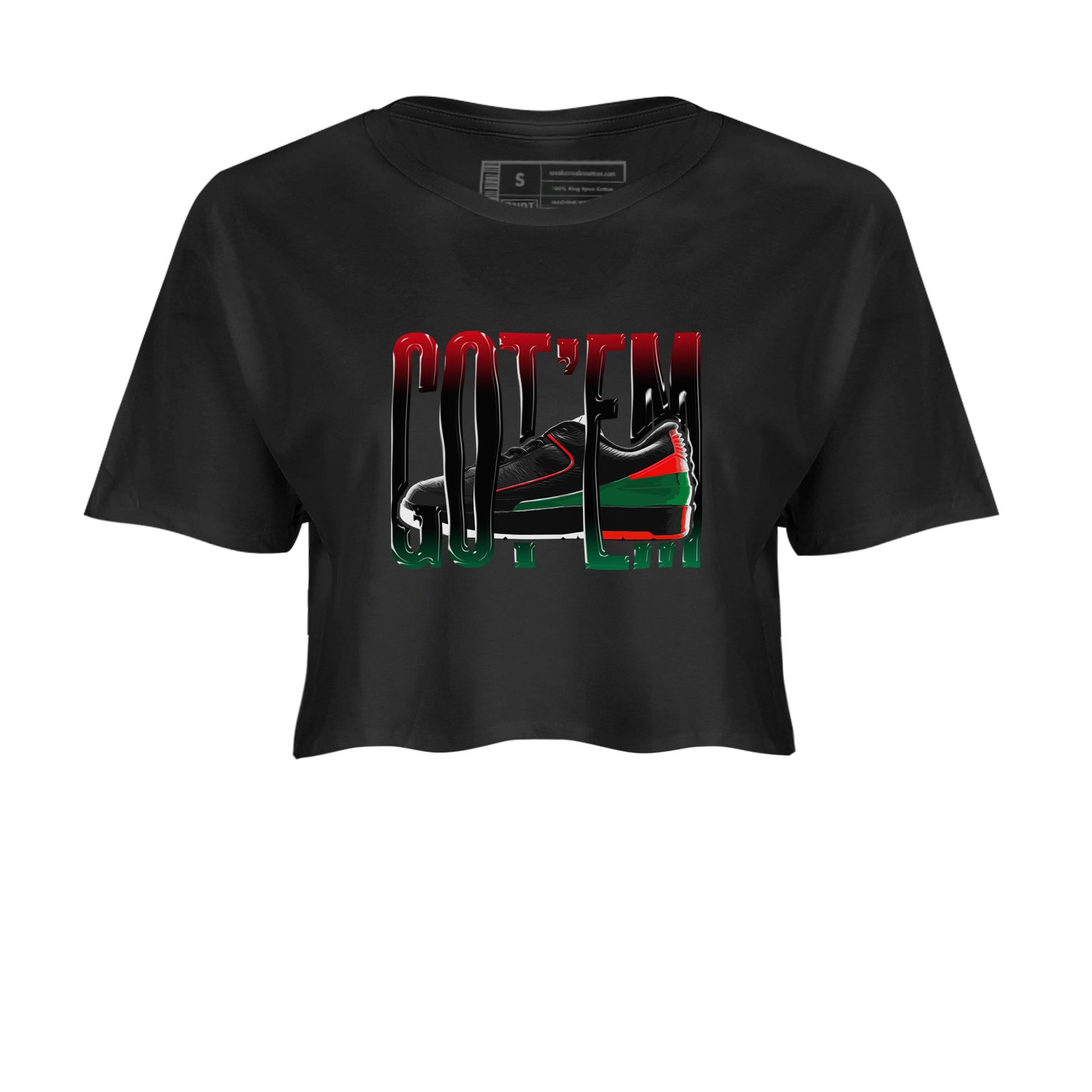 2s Christmas X-mas gift shirt to match jordans Wiggling Gotem sneaker tees Air Jordan 2 Christmas SNRT Sneaker Release Tees Black 2 Crop T-Shirt