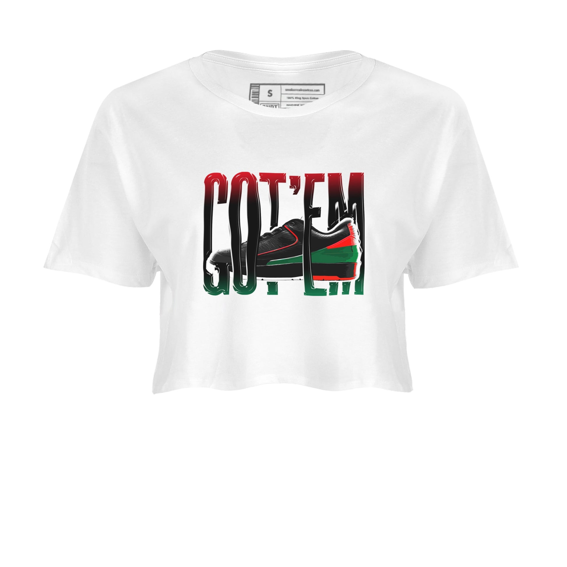 2s Christmas X-mas gift shirt to match jordans Wiggling Gotem sneaker tees Air Jordan 2 Christmas SNRT Sneaker Release Tees White 2 Crop T-Shirt