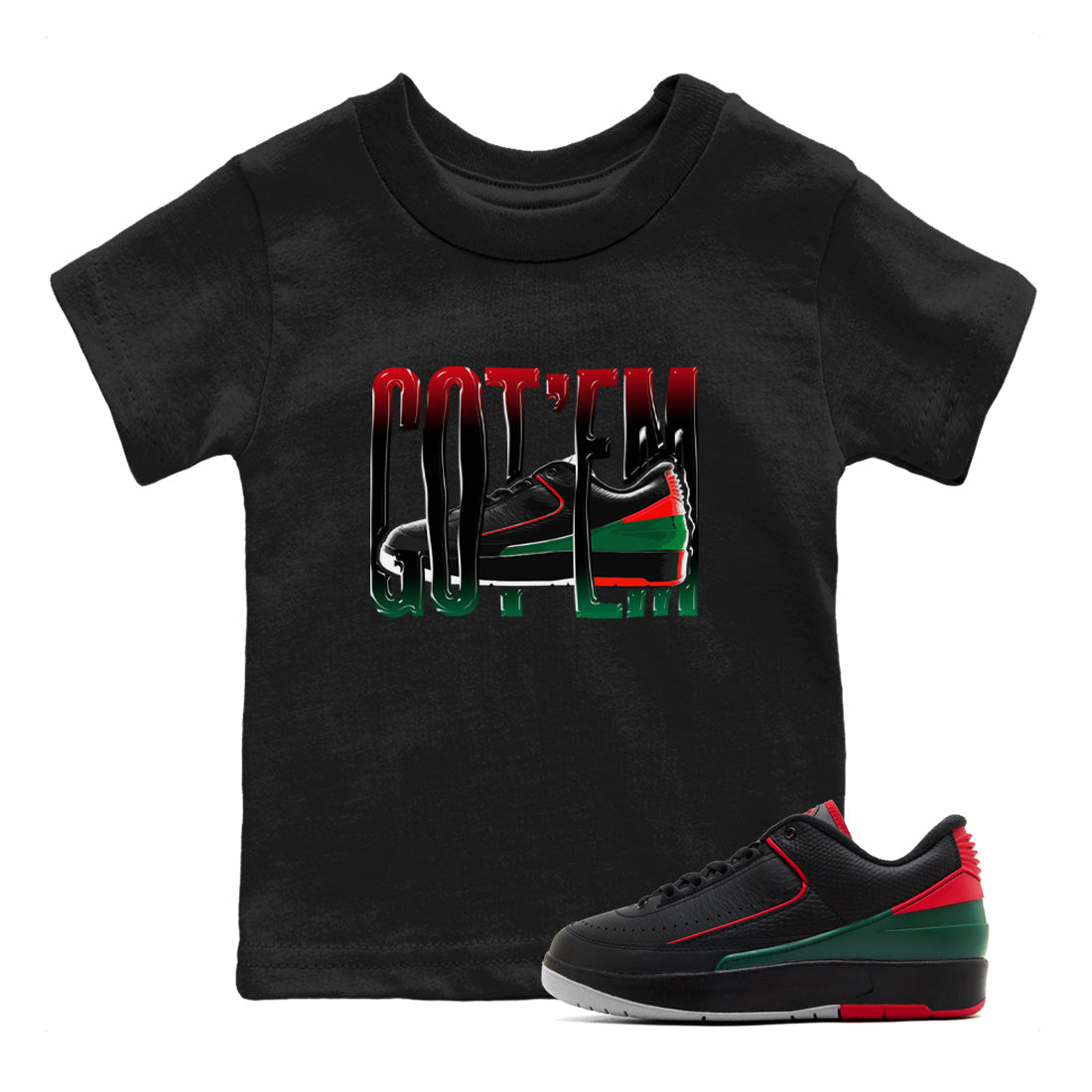 2s Christmas X-mas gift shirt to match jordans Wiggling Gotem sneaker tees Air Jordan 2 Christmas SNRT Sneaker Release Tees Baby Toddler Black 1 T-Shirt