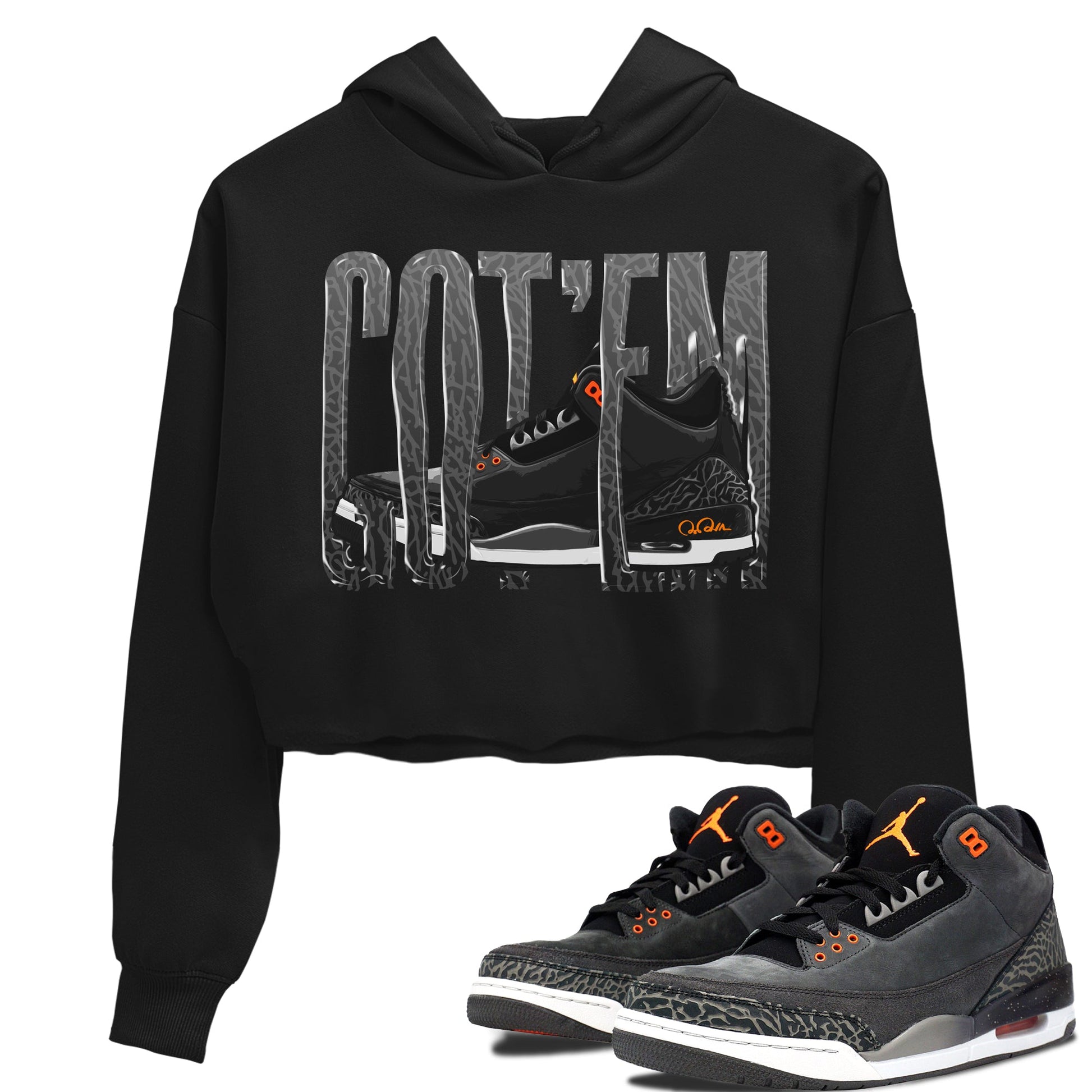 Air Jordan 3 Fear shirt to match jordans Wiggling Gotem sneaker tees AJ3 Fear SNRT Sneaker Release Tees Black 1 Crop T-Shirt