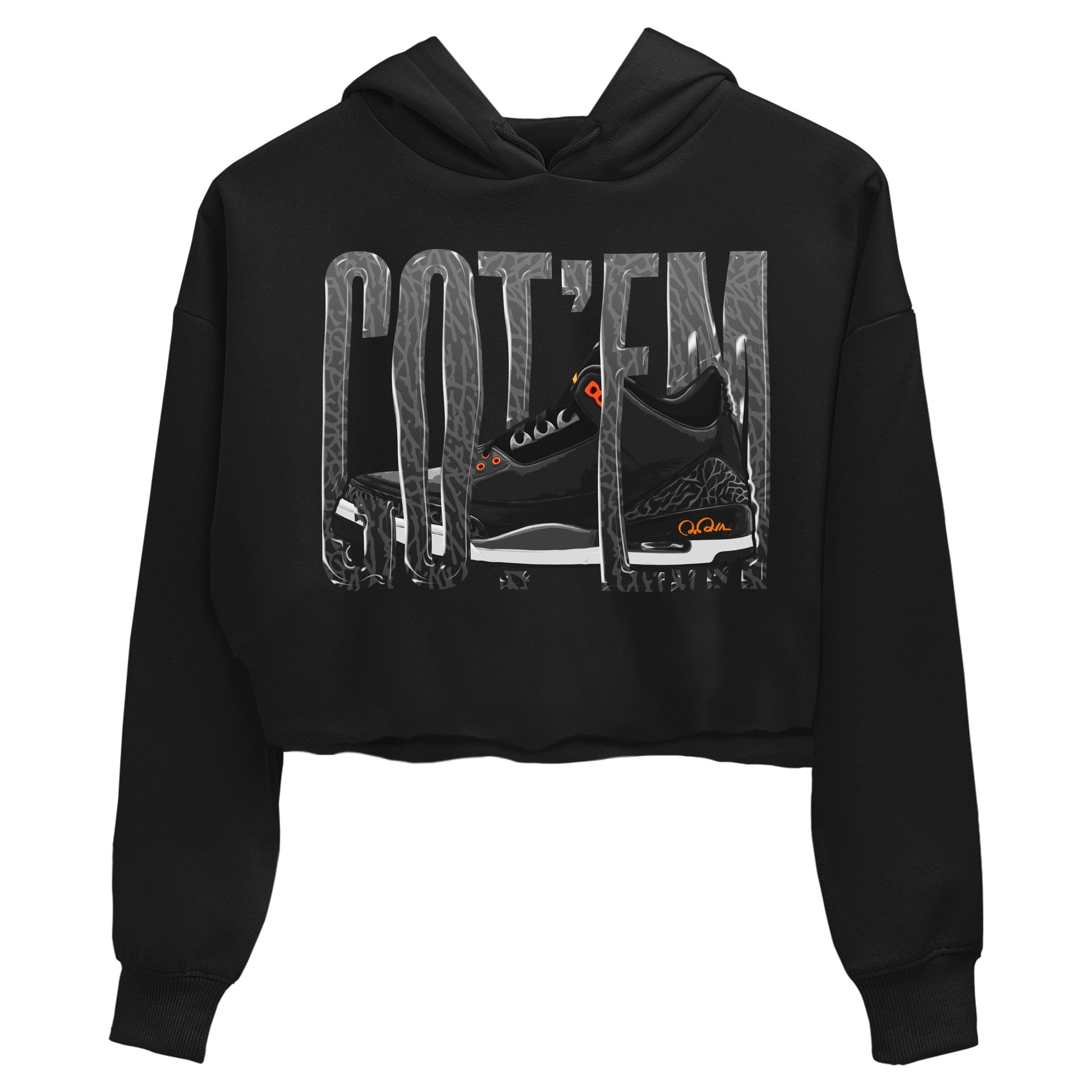 Air Jordan 3 Fear shirt to match jordans Wiggling Gotem sneaker tees AJ3 Fear SNRT Sneaker Release Tees Black 2 Crop T-Shirt