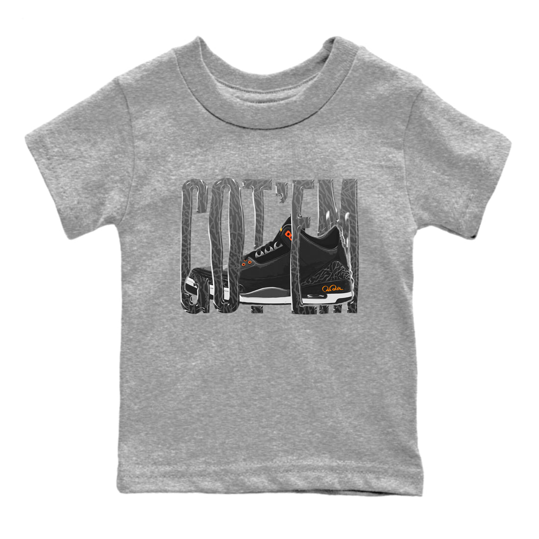 Air Jordan 3 Fear shirt to match jordans Wiggling Gotem sneaker tees AJ3 Fear SNRT Sneaker Release Tees Baby Toddler Heather Grey 2 T-Shirt